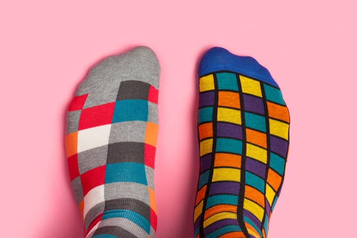Feet in colourful socks