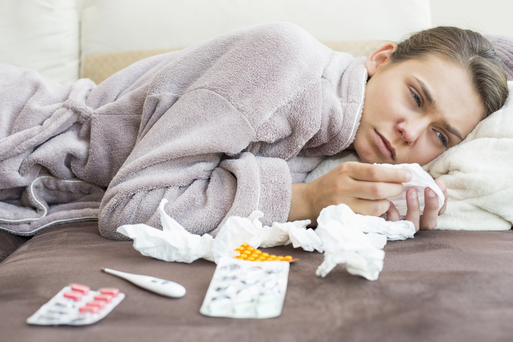 Girl with common cold 