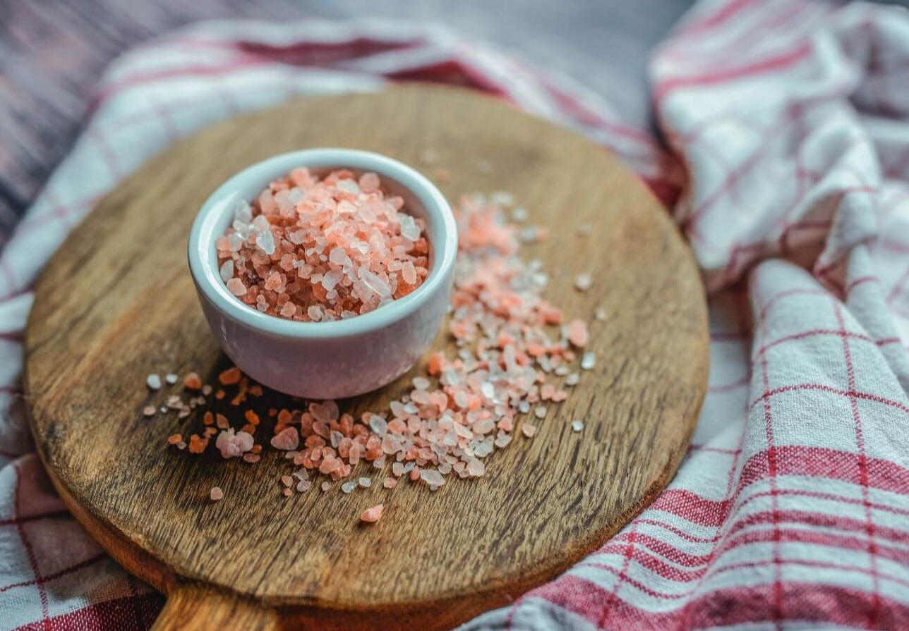 A cup of pink Himalayan salt